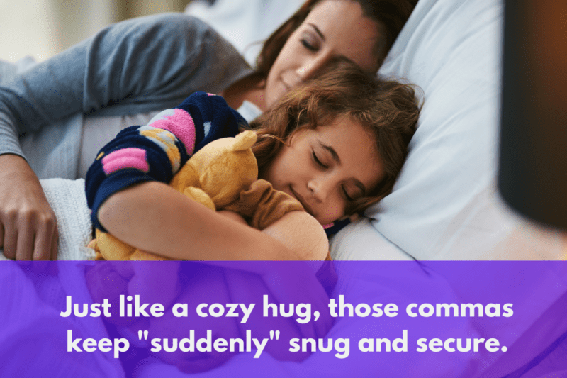 A mom hugging her daughter in bed looking cozy